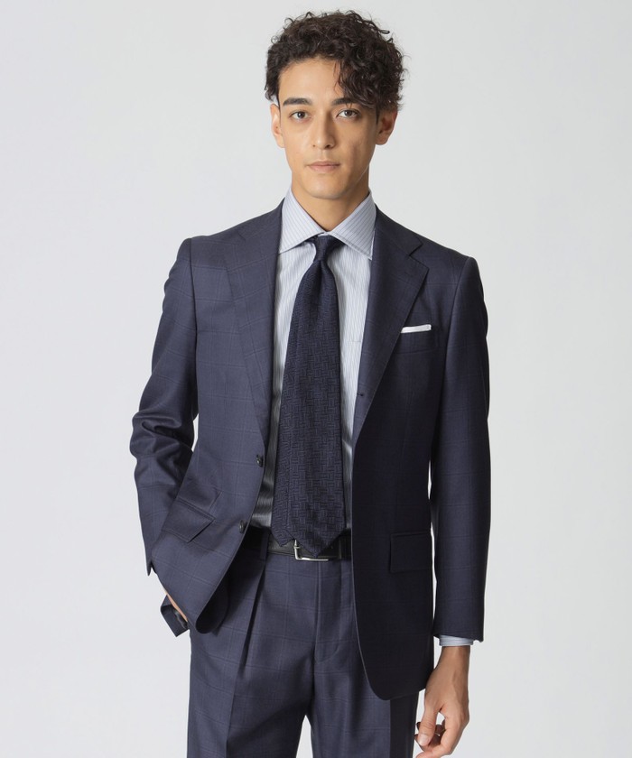 MEN’S BASTU メンズバツ シャドウウィンドウペンネイビースーツ BAKER MODEL」シャドウウィンドウペン柄 スーツ(506841691