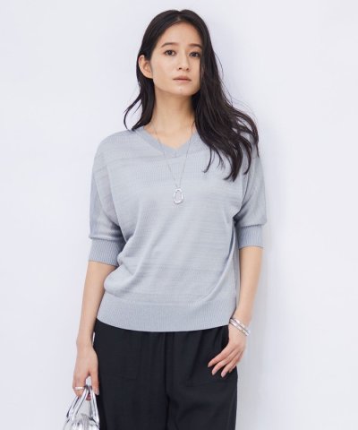 【SALE／40%OFF】【洗える】 ストライプパターン ニットトップス ICB L アイシービー トップス ニット ホワイト ブラック【RBA_E】【送料無料】[Rakuten Fashion]