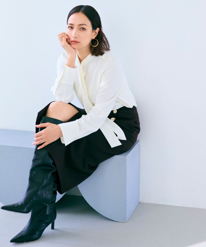 BEIGE FERSEN / フロントボタンIラインスカート BROWN 32