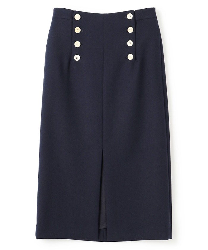 BEIGE FERSEN / フロントボタンIラインスカート NAVY 32