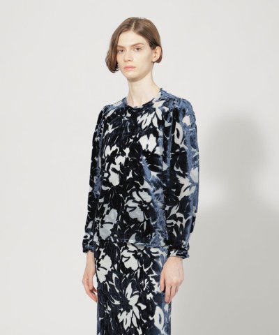 【EPOCA DI BASE】 フラワーオパールプリント パフスリーブブラウス