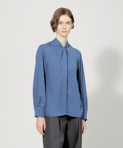 【EPOCA DI BASE】 ブライトツイル スタンドカラーブラウス 《WEB