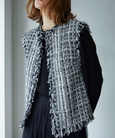 フリンジミックスツイード ショートジレ