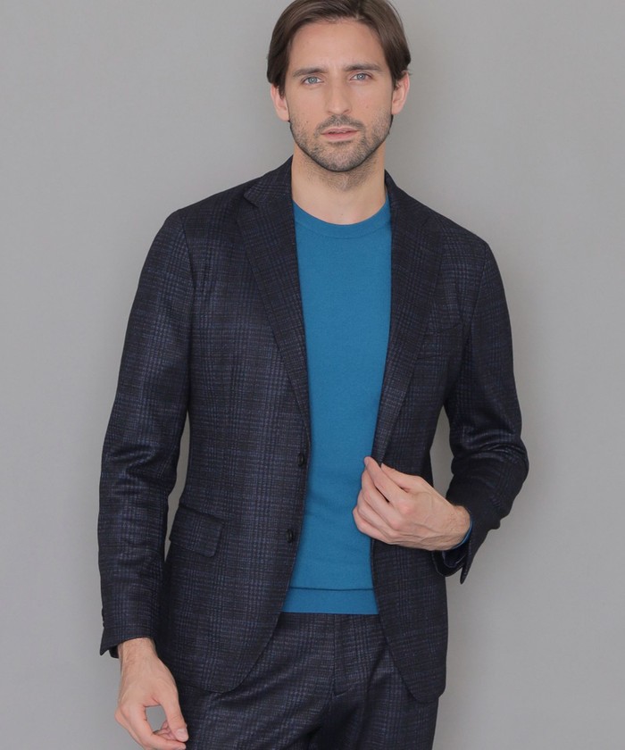 FLEX JERSEY】グレンチェックセットアップジャケット(506409591