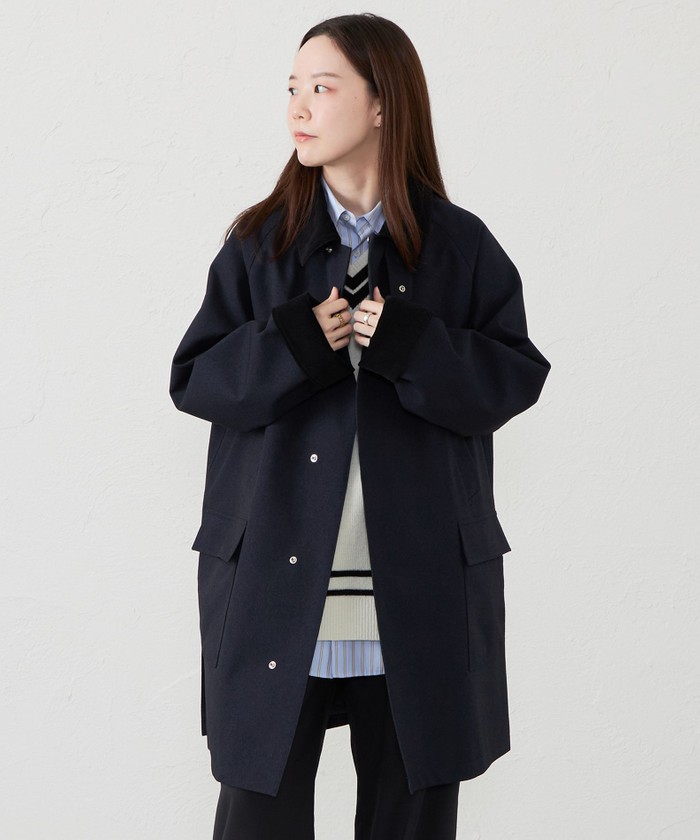 マッキントッシュフィロソフィー　黒　スプリングコート ダブル ウエストベルト付き GREY LABEL ウールベルテッドコート(コート)｜MACKINTOSH