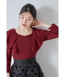 tocco closet/フリル付き七分袖ラメ入りニットプルオーバー/506839003