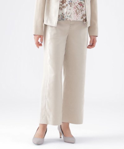 【ウォッシャブル】ストレッチスエードセミワイドストレートパンツ