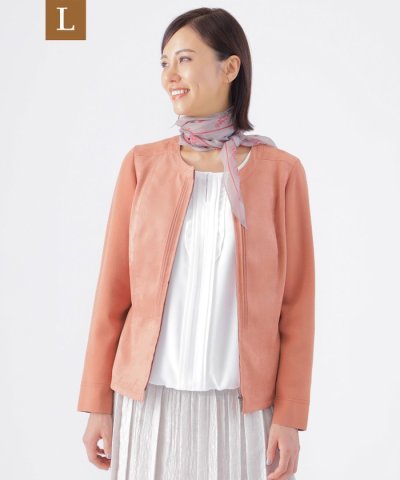 【L】【ウォッシャブル】ストレッチスエードニットコンビジャケット