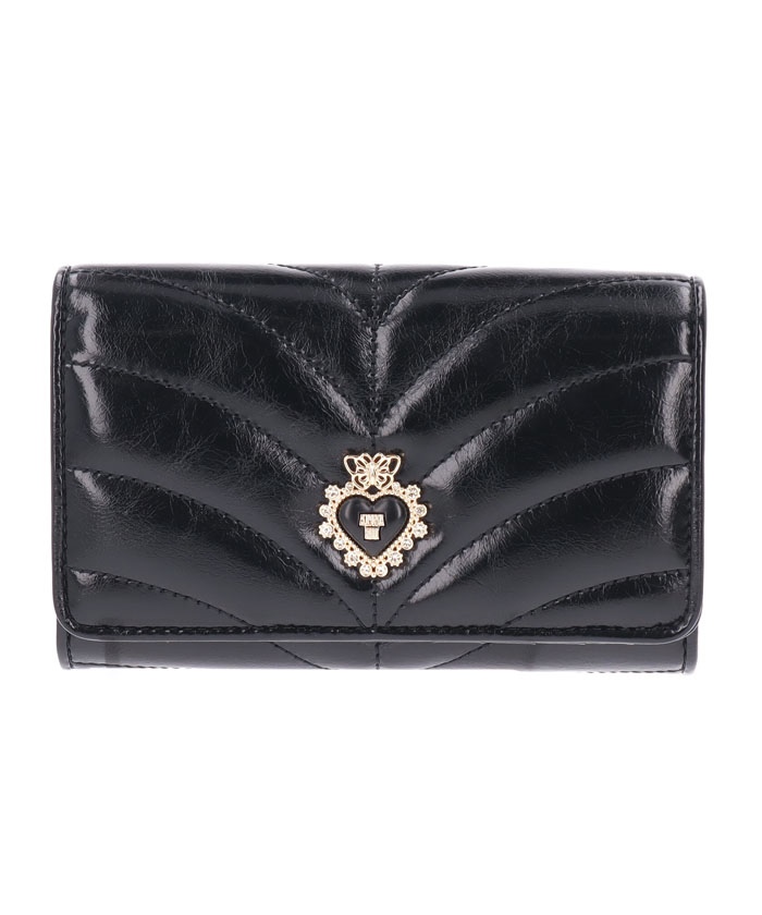 極美品 アナスイ ポワロ キルティング 二つ折り財布 ビジュー ブラック レザー ポワロ 内Lファスナー二つ折り財布(506850887)｜阪急百貨店公式通販