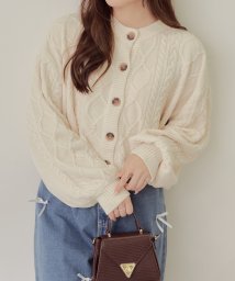 OLIVE des OLIVE(オリーブデオリーブ)/【WEB限定】2WAYモールケーブルニット　トップス　ニット　ケーブル　長袖　オフィス　カジュアル　秋/アイボリー