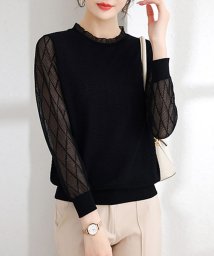 miniministore/シースルー袖ニット 異素材ニットトップス/506861448