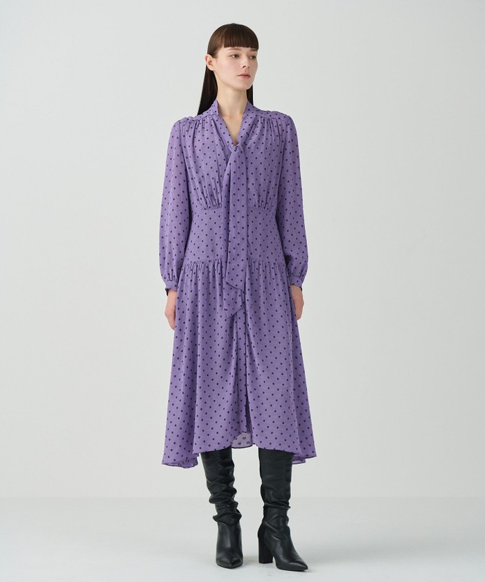 【グレースコンチネンタル】ＪＡＺＺプリントドレス　パープル trim_ofgrc_item744065a85c0f11e