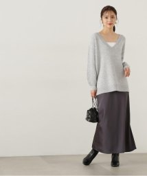 PROPORTION BODY DRESSING(プロポーション　ボディドレッシング)/スリット入りサテンナロースカート　24AW/チャコール2