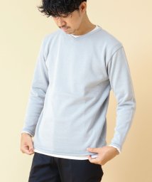 NOLLEY’S goodman(ノーリーズグッドマン)/《2点セット》SIX FUNCTION ボーダーVネックニット（ロンT付き）24AW/グレイッシュブルー