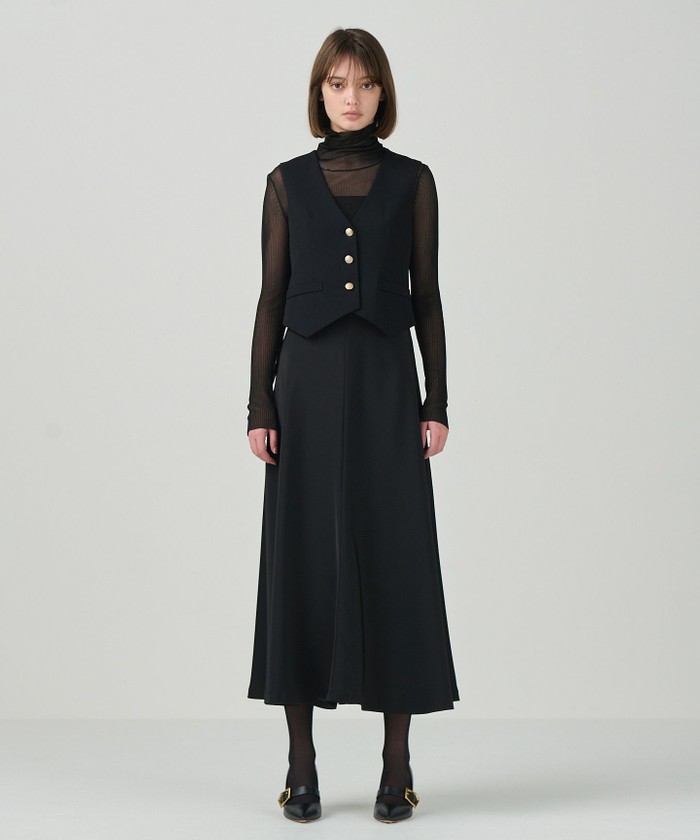 GRACECONTINENTAL サテンコンビジレワンピース ブラック 36