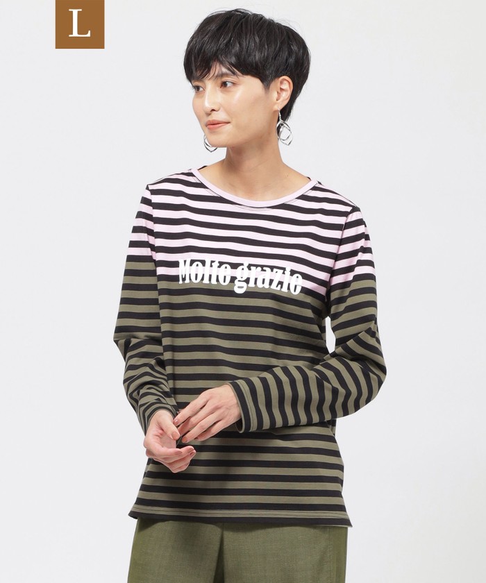tシャツ 「L」「カタログ掲載品」「ウォッシャブル」シルケットコットンボーダープルオーバーカットソー レディース L】【カタログ掲載品】【ウォッシャブル】シルケットコットン