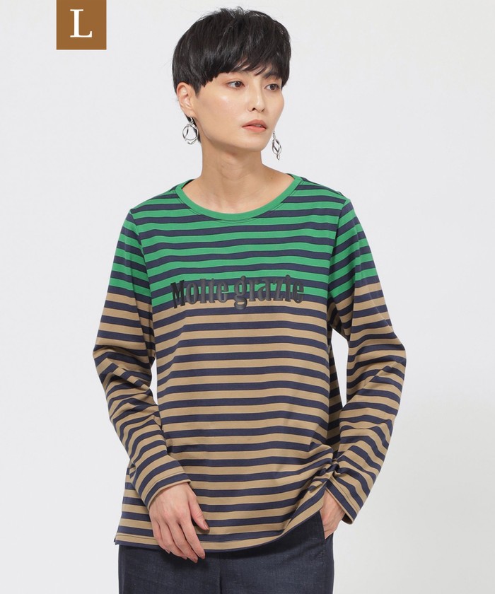 tシャツ 「L」「カタログ掲載品」「ウォッシャブル」シルケットコットンボーダープルオーバーカットソー レディース L】【カタログ掲載品】【ウォッシャブル】シルケットコットン