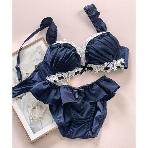 fran de lingerie(フランデランジェリー)/フランデランジェリー fran de lingerie ブラ＆ショーツセット Bra&shorts 「ペアブラジャー ペアブラジャー（ワイヤー有り）」 ブラジャ/ネイビー