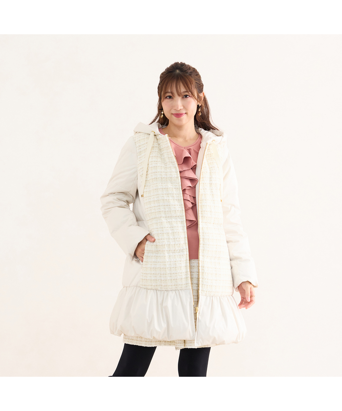 ローズティアラ　バンビーナツイード切替　ダウンコート ローズティアラ RoseTiara バンビーナツイード切替ダウンコート