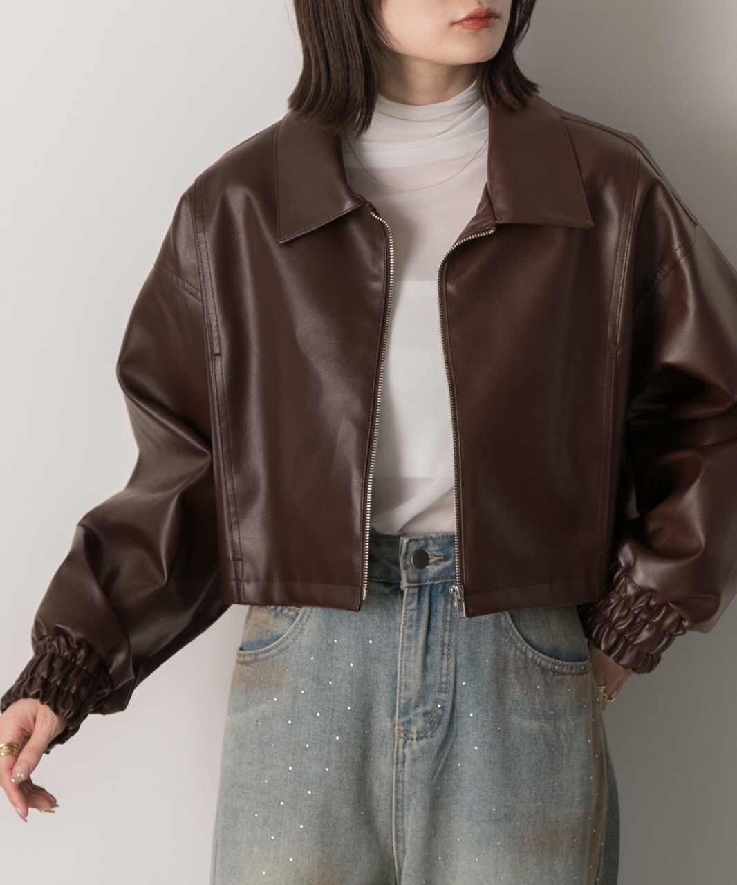 UNITED ARROWS ブラウンレザー シングルライダースジャケット XL UNITED ARROWS ブラウン レザー シングルライダースジャケット