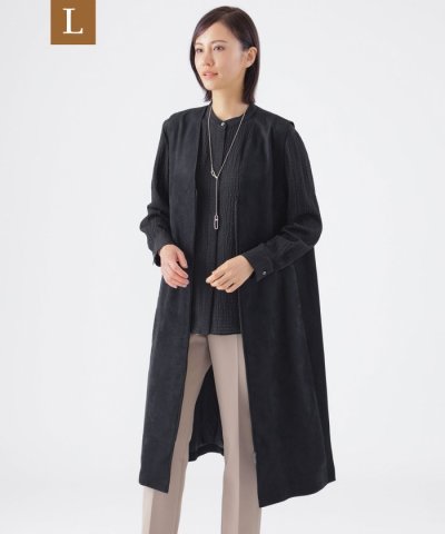 【L】【ウォッシャブル】ストレッチスエードジャンパースカート