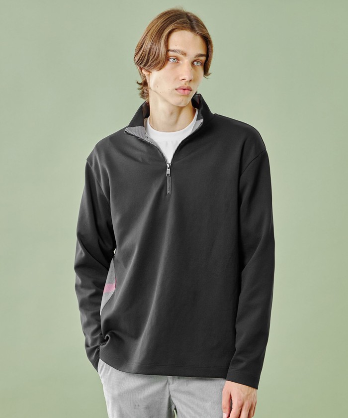 WEB限定】サイドチェックハーフジップカットソー(506648530)｜HANKYU