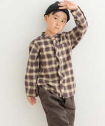 URBAN RESEARCH DOORS（Kids）(アーバンリサーチドアーズ（キッズ）)/『親子リンク』バンドカラーチェックシャツ(KIDS)/BRN×YEL