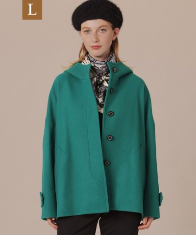 【L】【ROSLEY/ロズリー】ファインウールメルトンフーデットショートコート