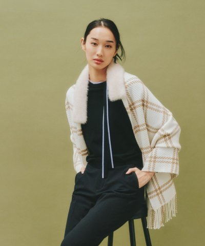 フェイクファーコンビケープ