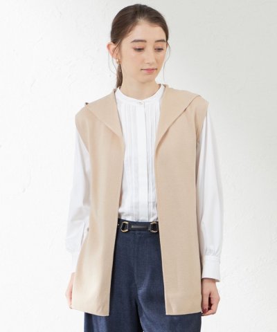 ウールコットンフーディーニットジレ
