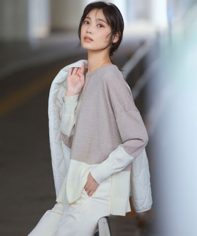 【WEB限定カラーあり/洗える】ウーステッドウール ワイドシルエット ニット