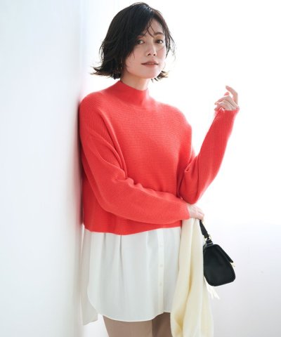 【洗える】レイヤードコンビ ニット