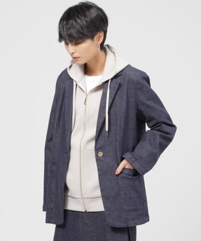 【カタログ掲載品】【ウォッシャブル】ナチュラルストレッチデニムテーラードジャケッ