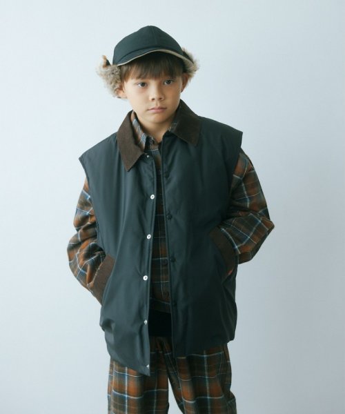 green label relaxing （Kids）(グリーンレーベルリラクシング（キッズ）)/【別注】＜UNIVERSAL OVERALL＞コーデュロイ ベスト / キッズ 140cm－160cm/BLACK