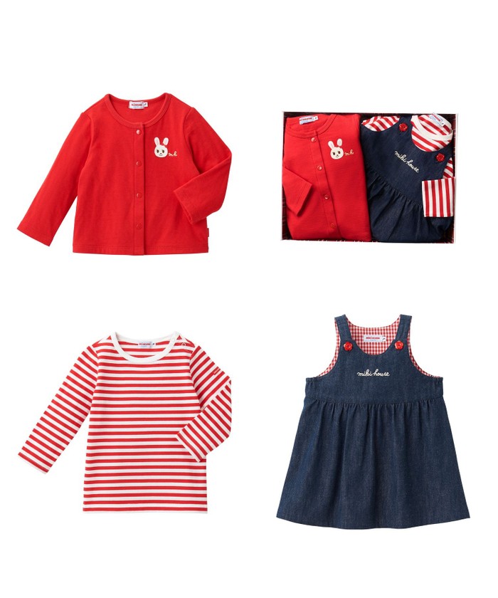 mikihouse 【ミキハウス】 ジャンパースカートセット【BOX付き】 レッド フリー(70-80cm) mikihouse 【ミキハウス】 ジャンパースカートセット【BOX付き】 レッド フリー(70-80cm)