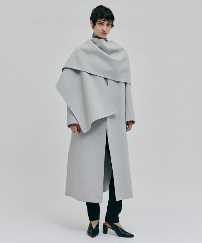 BEIGE 【Oggi 2月号掲載】GRASSE / ストール付きリバーロングコート LGRAY 4 BEIGE 【Oggi 2月号掲載】GRASSE / ストール付きリバーロングコート LGRAY 4