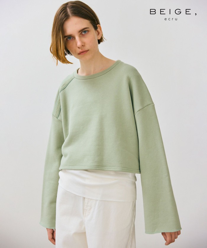 BEIGE 【BEIGE,ecru/WEB限定・洗える】LOOP BACK / コットンスウ LEAF F BEIGE 【BEIGE,ecru/WEB限定・洗える】LOOP BACK / コットンスウ LEAF F