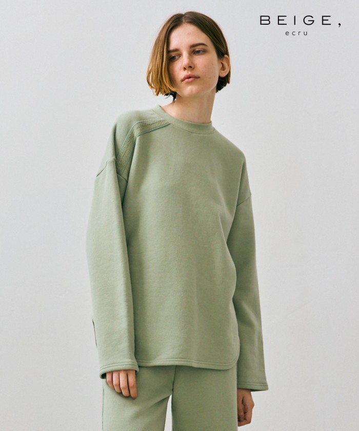 BEIGE 【BEIGE,ecru/WEB限定・洗える】LOOP BACK / コットンスウ LEAF F BEIGE 【BEIGE,ecru/WEB限定・洗える】LOOP BACK / コットンスウ LEAF F