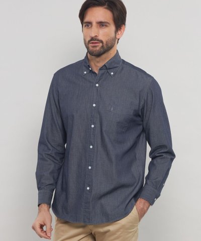 ノンツイストコットンデニムボタンダウンシャツ