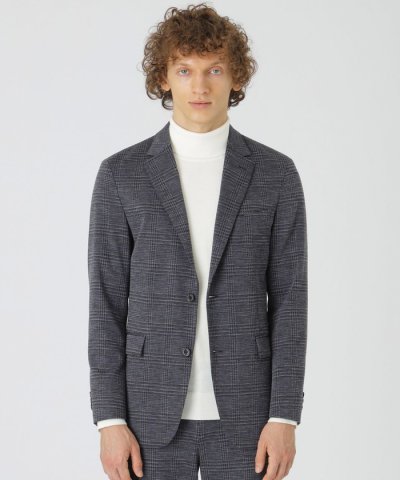 グレンチェックウールジャージージャケット