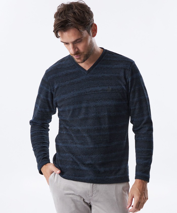 春のコレクション UOMO EPOCA 美品) エポカ XL シャツ ネイビー リネン混 ウォモ トップス