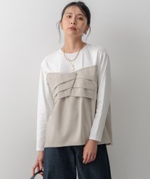 NIJYUSANKU（LARGE SIZE）(２３区（大きいサイズ）)/【洗える】ウールライクビスチェコンビ デザイン カットソー/ベージュ系