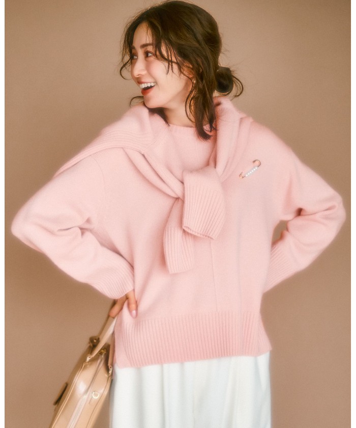 PEARLY GATES カシミヤ100% ニット　サイズ1 ピンク 洗える】カシミヤブレンド クルーネック ニット(506882841)｜阪急