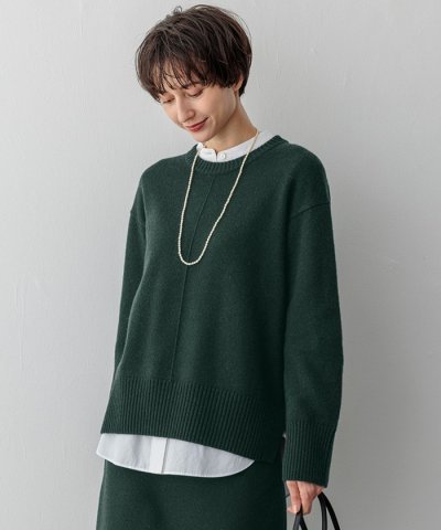 【洗える】カシミヤブレンド クルーネック ニット