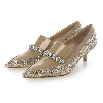 ビジューヒールローファー