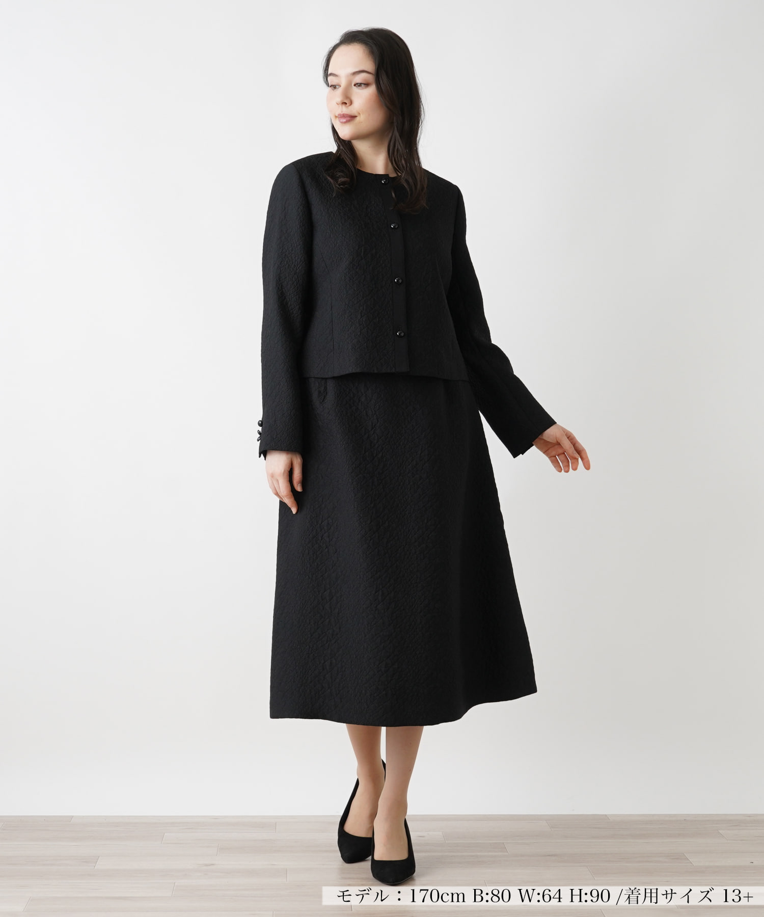 レリアンツイードスカートスーツ ブラック&ホワイトS M