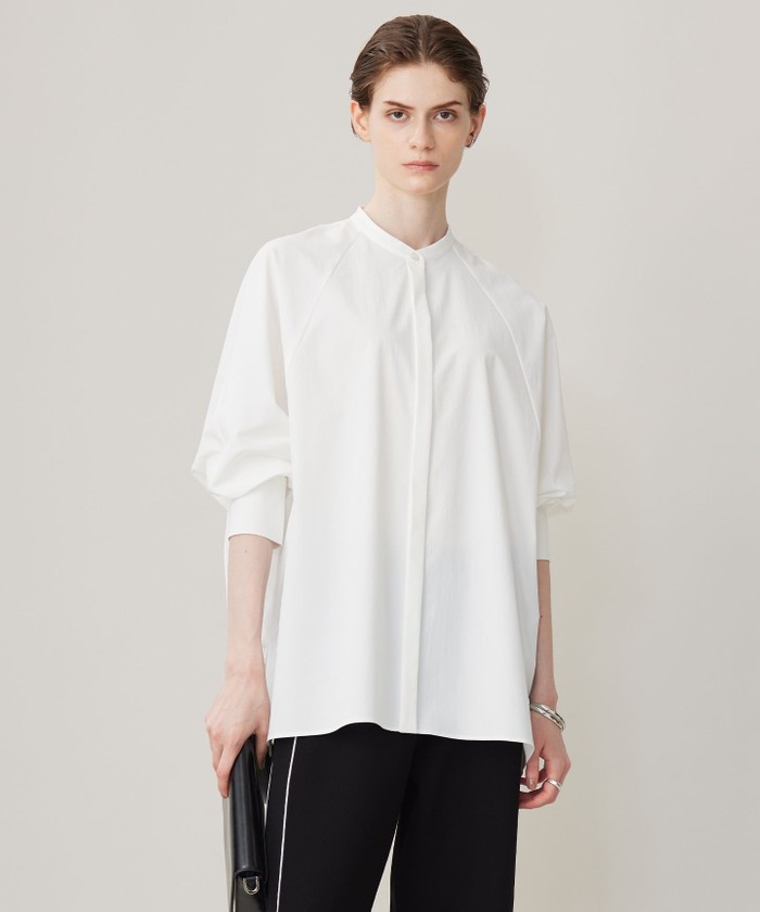 WEB限定・洗える】シルキーツイル クロップドシャツ （L｜シャツ
