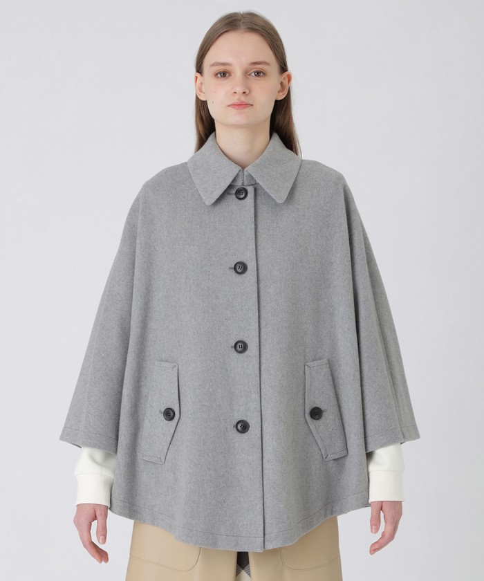 massimo dutti｜ウールケープコート　ポンチョ　ダブルジップ　ホワイト massimo dutti｜ウールケープコートポンチョダブルジップホワイト