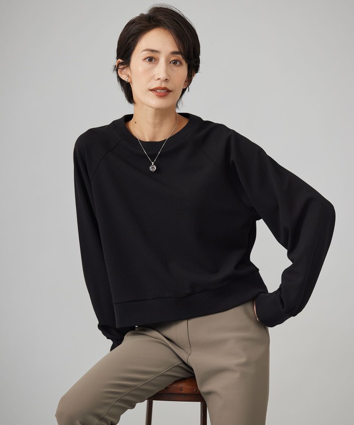 ICBジョーゼットカットソー2024AWクロップド丈 黒 icb 2024aw ジョーゼットジャージー クロップド丈プルオーバー
