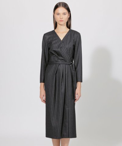 【EPOCA DI BASE】 コンパクトウールフラノ カシュクールドレス 《W